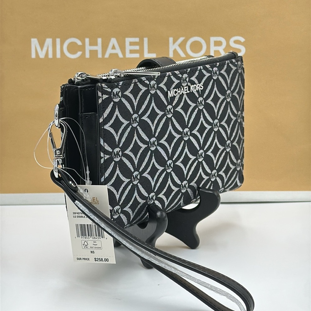 Michael Kors  Travel Large Double-Zip Wristlet-Wallet-PhoneHolder Black  Multi - Picture 3 of 13